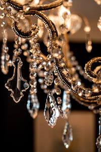 antique cut-glass chandelier with pendant drops