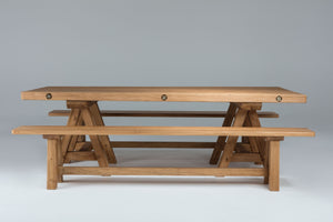 oak rectangular dining table with trestle legs