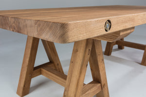 A Bespoke French Oak Trestle Table