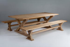 A Bespoke French Oak X-Frame Table