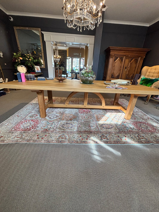 Pugin Table in French Oak 300cm (L) x 121cm (W)x 76cm (H), natural smooth finish