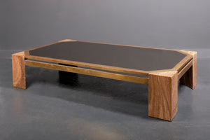 rectangular coffee table with smoked glass top and onyx legs