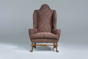 A Bespoke French Oak William and Mary Style Wing Chair