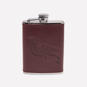 Leather Bound Hip Flask with Pheasant Detail 6oz